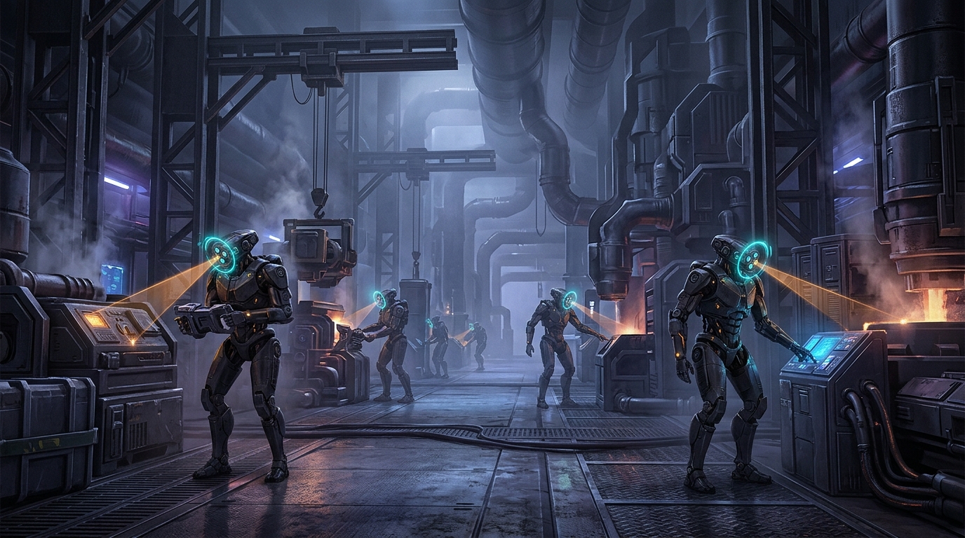 Synchronized Autonomous Exoskeleton Fleet Deploying in Brownfield Industrial Facilities