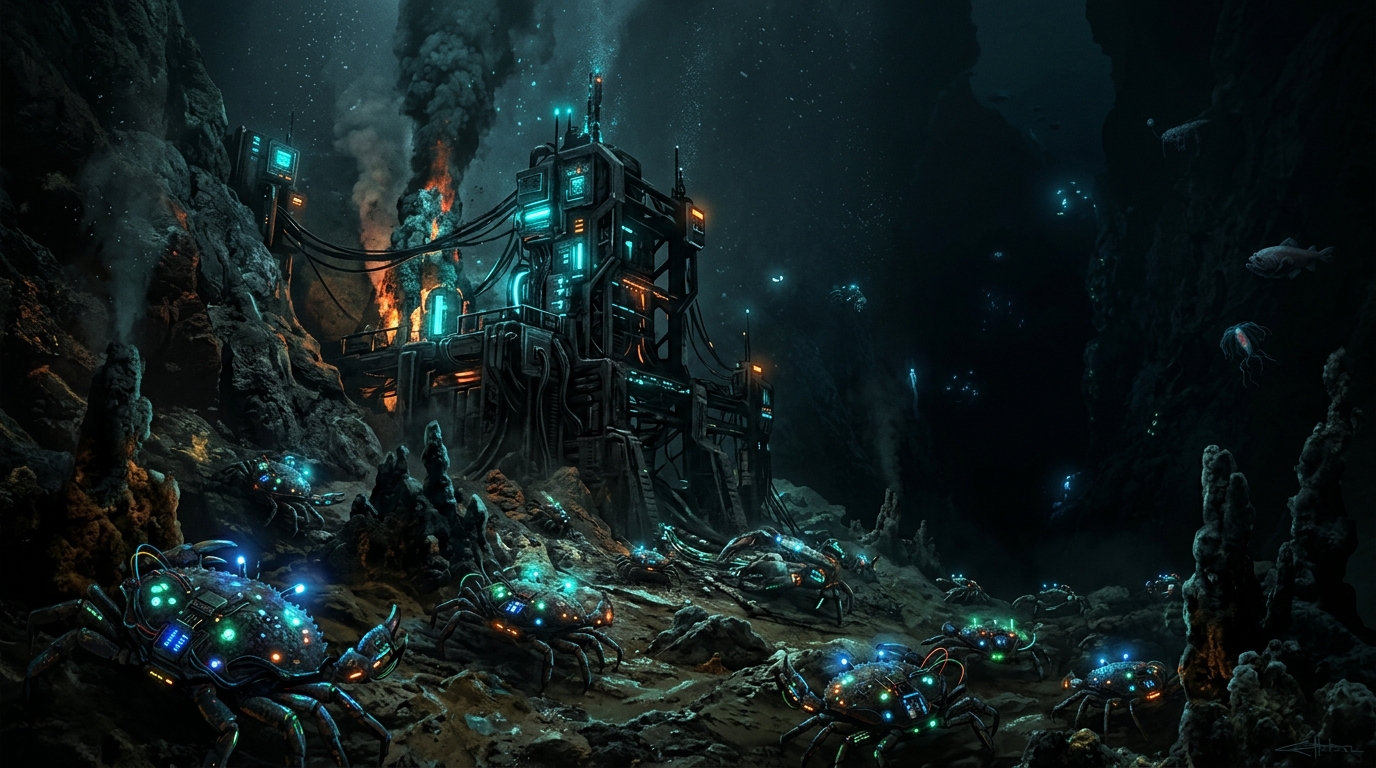 Abyssal Hydrothermal Vent Reactor at 4,000 Fathoms with Bioluminescent Carapace Node Telemetry