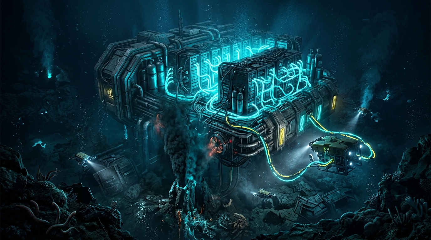 Sub-Oceanic Nitrogen-Purged Server Module With Hydrothermal Power Coupling