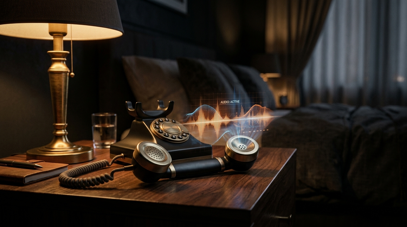 Acoustic telemetry and synthesized vocal waveform projection at the bedside handset interface.
